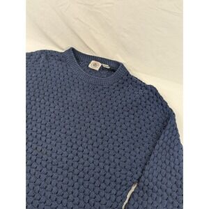 Cape Isle Knitters Sweater Heavy Knit Navy Blue‎ Ramie Cotton Pullover XL